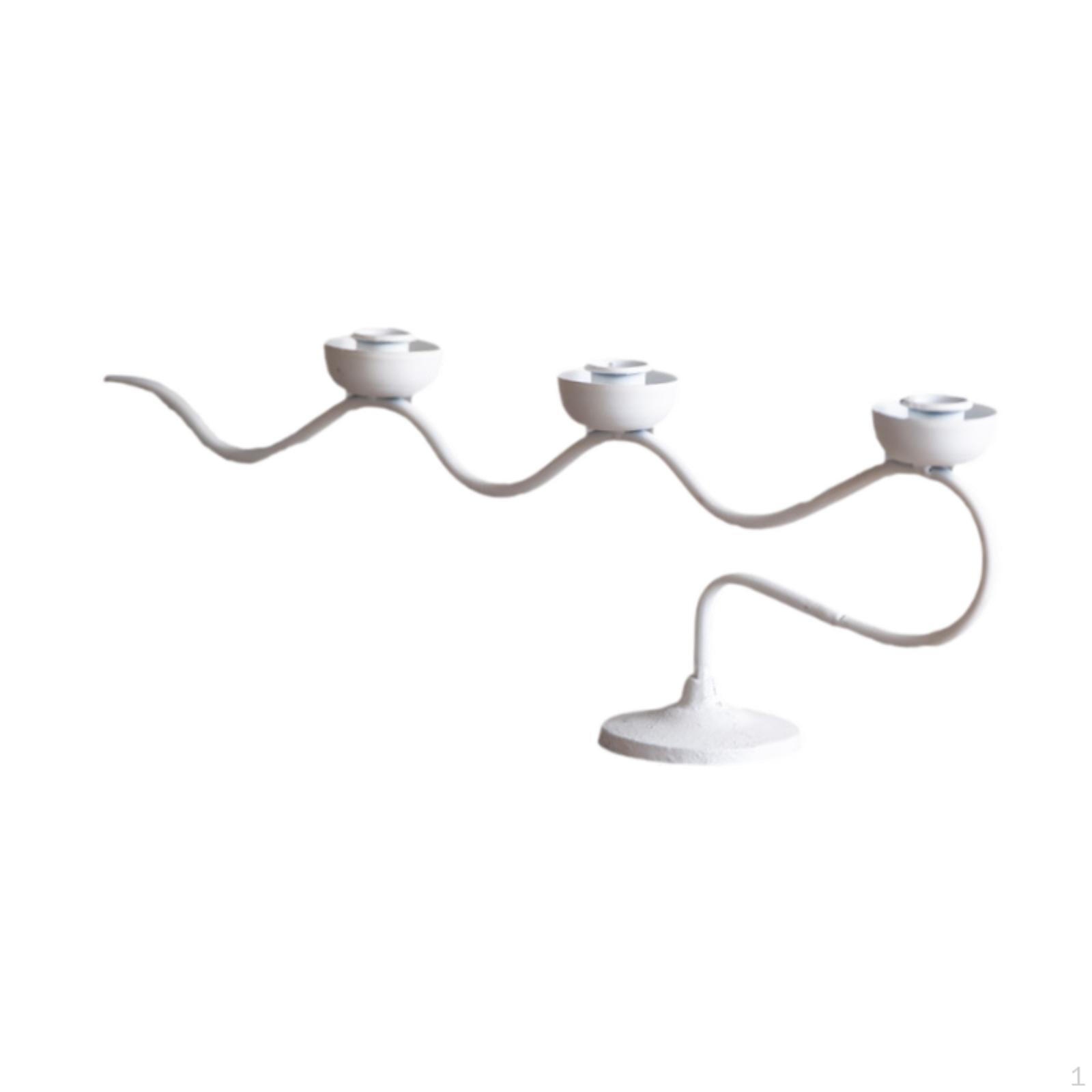 

Artistic Metal Candelabra Pillar Candle Holder Home Decor Centerpiece for Thanksgiving Wedding Solid White