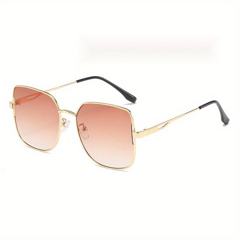 Chic Oversized Square Fashion Glasses with Golden Frame Fashion Eyewear, Mirrored Lens, Metal Frame, Eyeglass Case