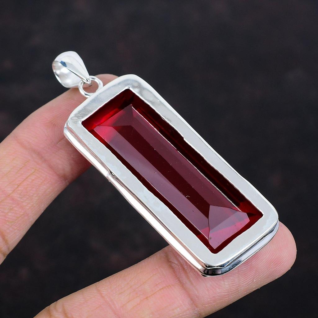 Faceted Mozambique Garnet Gemstone Pendant 925 Sterling Silver Pendant Handmade Pendant Mozambique Garnet Jewelry Wedding Gifts Boho Pendant