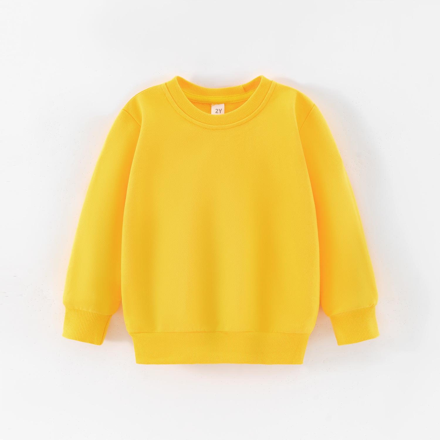 

Children s Solid Color Long Sleeve Sweatshirt - Spring/Autumn Style, Blank Design, Ideal for Kindergarten Uniforms, Available for Logo Printing 6Y, height 130cm жовтий