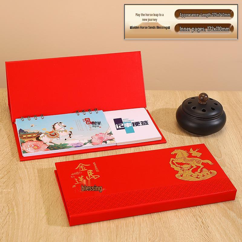 2026 Year of the Horse: Chinese Festive Desk Calendar - Weekly & Monthly Memo Planner