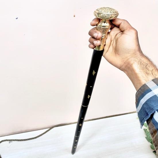 99.06 Cm Brass Flower Handle Walking Stick, Stylish Black Hardwood Foldable Cane, Gift For Father, Grandparents, Christmas Gift, Anniversary Gift