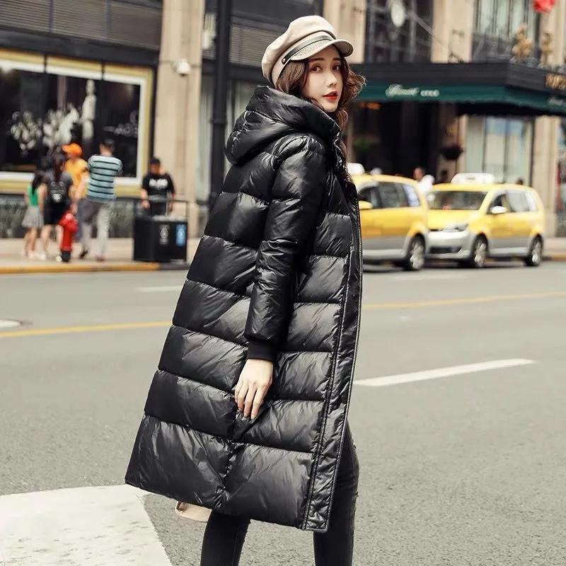 Long Jacket Winter Down Cotton Jacket Women's Clothing Long Parkas Slim Hooded Warm Winter Coats Female Black Overcoats