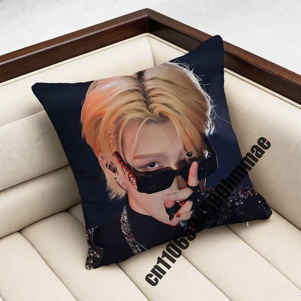 For A-Ateez K-Kim Hong Joong Throw Pillow Case Sham 45X45Cm 40X40Cm Square Car Pillowcase Pad Cushion Cover