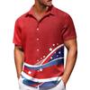 Men's Independence Day Print Button Short Sleeve Shirts Men's Casual Fashion Short Sleeve Shirts
