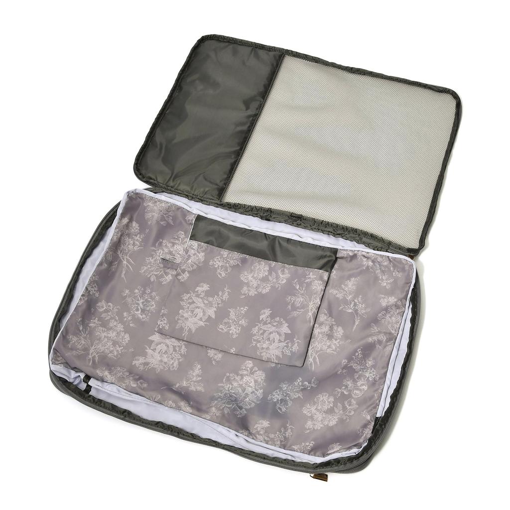 Francfranc Classic Flower Compression Dark Travel Organizer, Large, Gray, Water-Repellent,