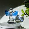 Estatueta Anjo da Guarda de Cristal Colecionável Peso de Papel Vidro Asas Azuis Ornamento de Anjo Estátua Presente de Casamento