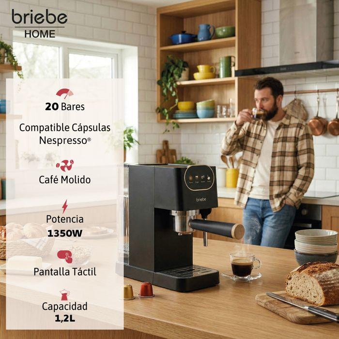 Nordic Machine à Café Expresso Compatible avec Capsules Nespresso 20 Bars 1,2L Briebe EC1180BLK 1350W Noir