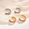 Retro Zircon Irregular Metal Strip Hoop Earrings - High-End Niche Design Stud Earrings for Women