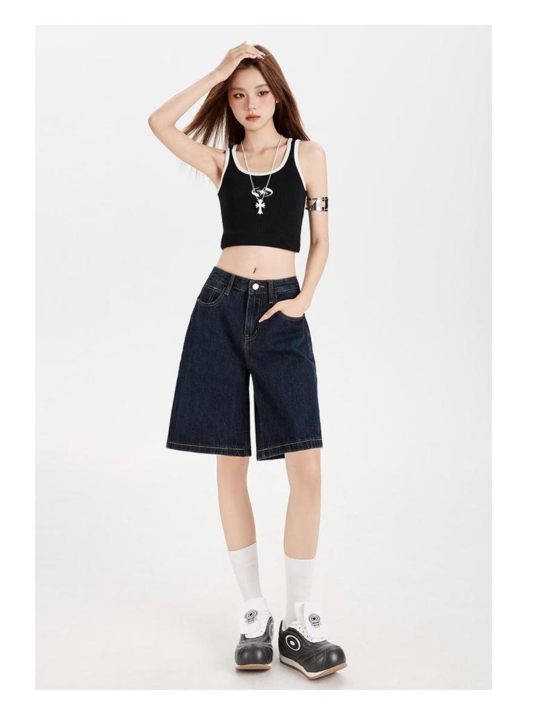 Women's 2025 Summer Loose Slimming Korean Style Denim Shorts - Trendy Casual Versatile Fashion