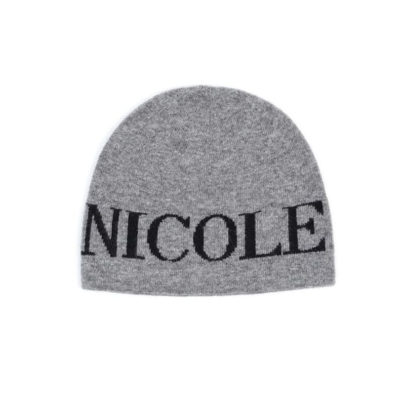 

NICK&NICOLE CASHMERE LETTERING JAQUARD BEANIE_gray FREE