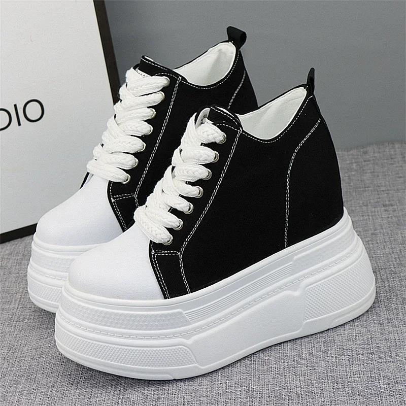 Fashion Luxury Super High Canvas Shoes for Women- 12CM Increased Heels Korean Version Sneakers  designer sneakers for women