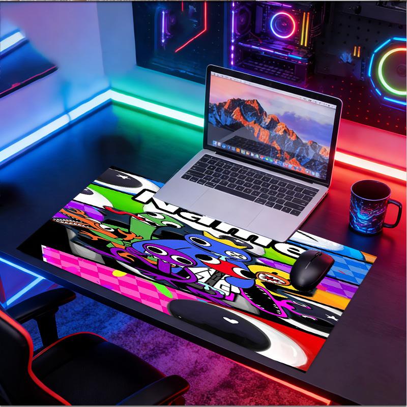 Custom Name Personalized Game Rainbow Friends Pattern Mousepad, Laptop PC Desk Mat, Decorative Desk Mat for Home Keyboard Pad Gift