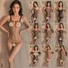 Fan Lei Lingerie: Open Crotch Transparent Fishnet Bodysuit and Sensual Stockings Pajama Set