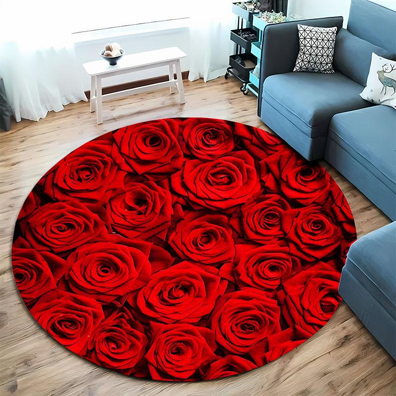Luxurious Red Rose Carpet for Romantic Spaces round carpet for home sofa bedroom, gift