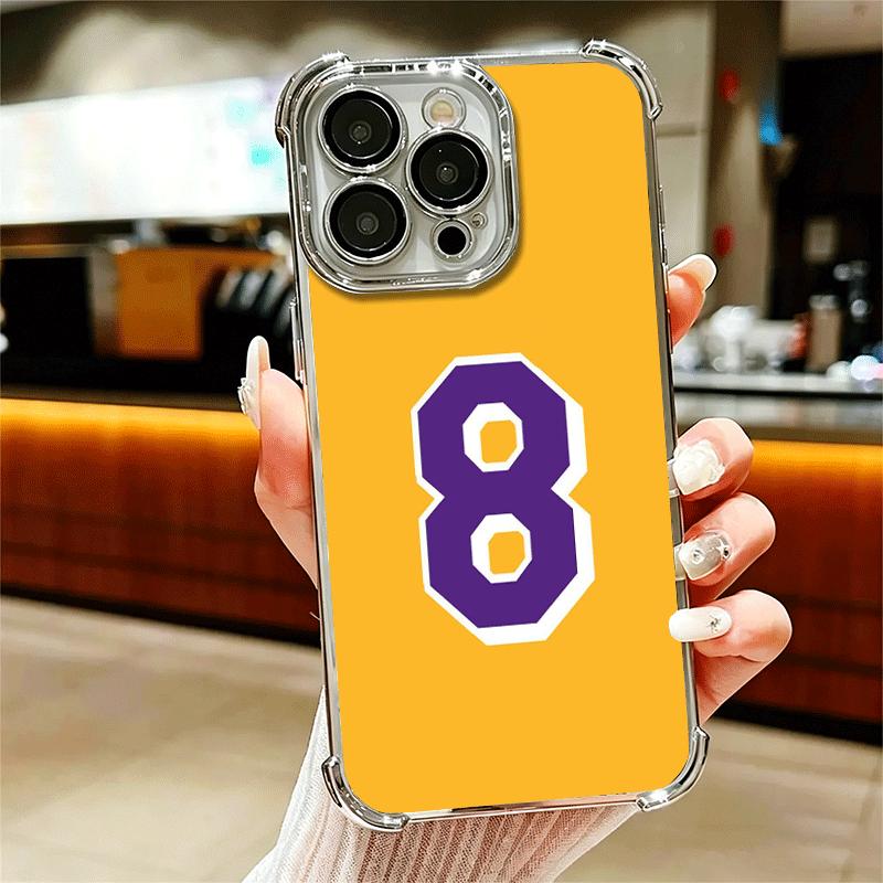 

Basketball Number 8 23 24 Plating Phone Case For Iphone 16 17 Pro Max Air 16E 14 15 Plus 12 13 Mini Anti-Fall Airabag Cover iPhone 17 Air