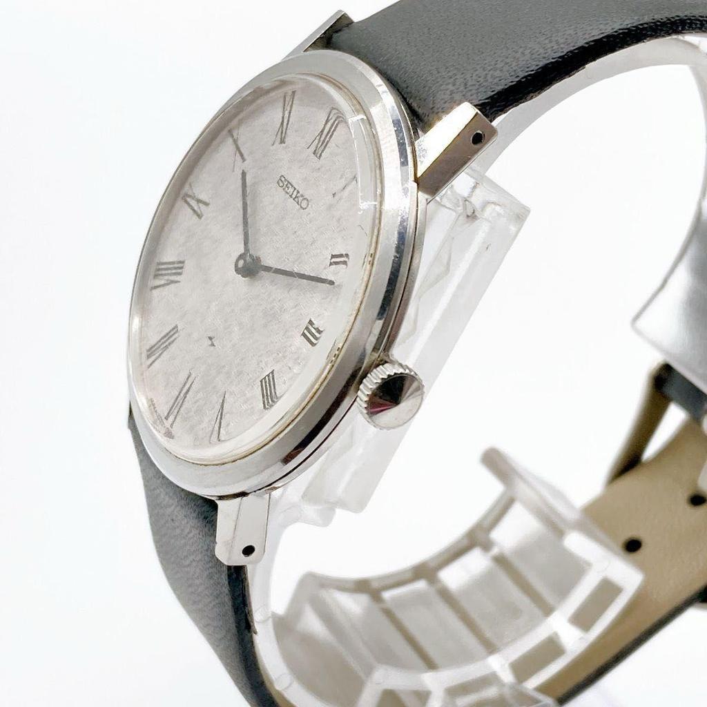 Used 355 SEIKO Chariot Men's Watch 70s Vintage Black Leather
