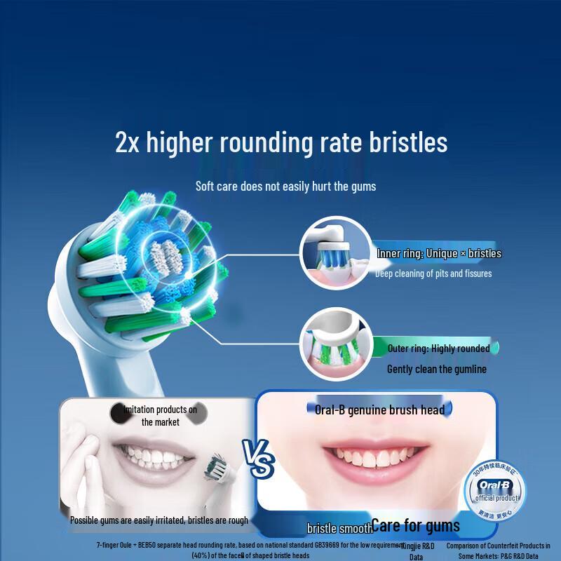 Oral-B Electric Toothbrush Head Multi-Angle Clean EB50 RX-3 (3-Pack) CN plug (adapter included)