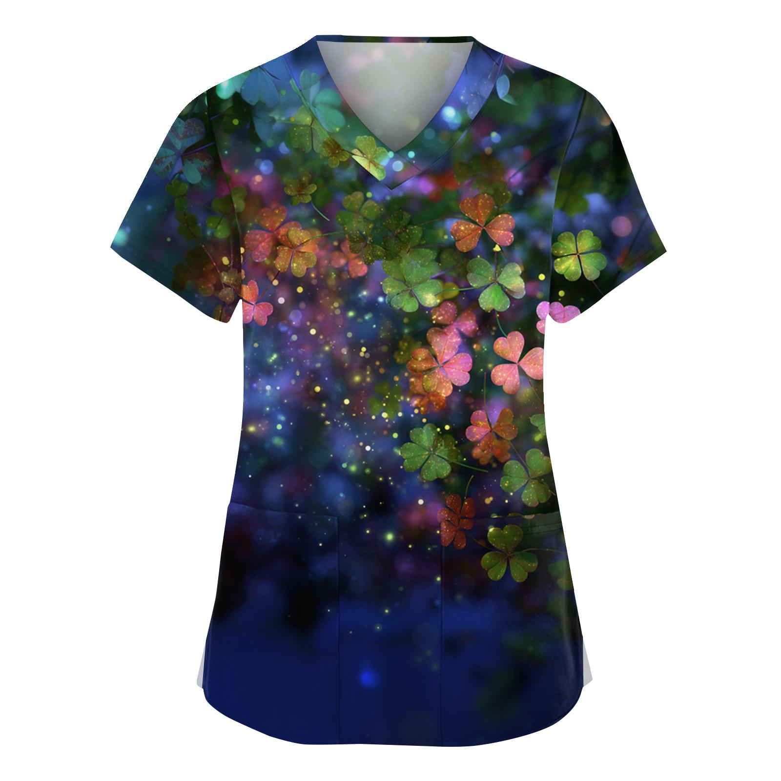 

Женская мода V-образный вырез короткий рукав комбинезон с карманами принт топы одежда XL