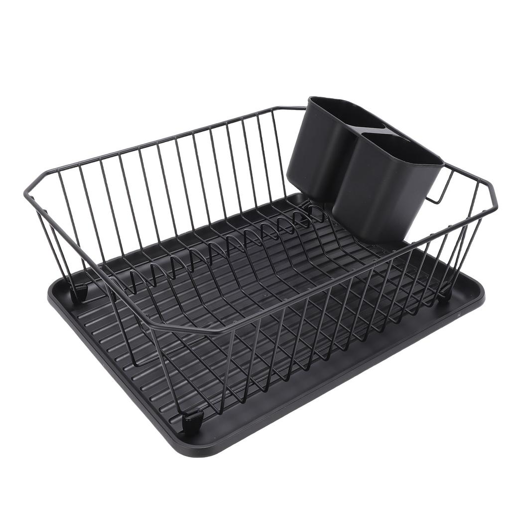 Dish Drying Rack Iron Dish Drainer Rack with Utensil Holder for Kitchen Counter Sink Spoons and Forks