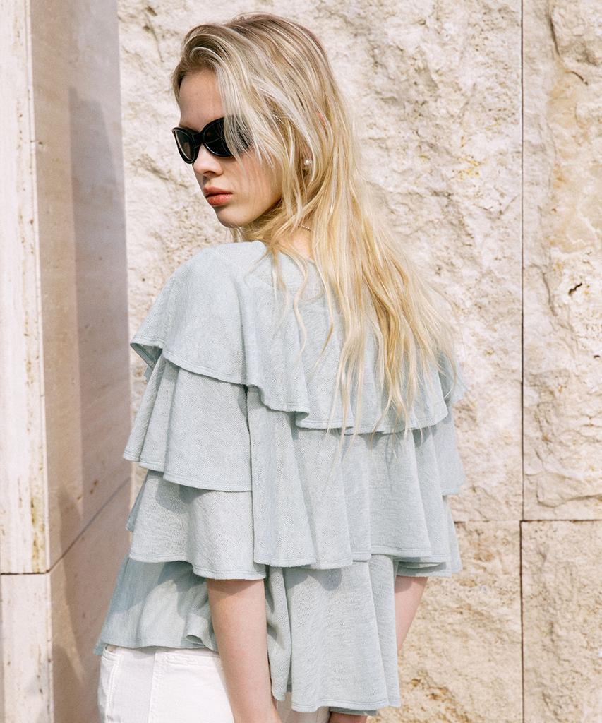 Dyuidyui Frill Slub Knit_Mint