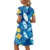 Dresses For Women Short Sleeve Print Round Neck Casual Dresses Waist Dress With Pockets