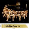 Golden Birthday Queen Sash Tiaras Crowns for Women Girls Crystal Princess Tiara Rhinestone Headbands Quinceanera Happy Birthday