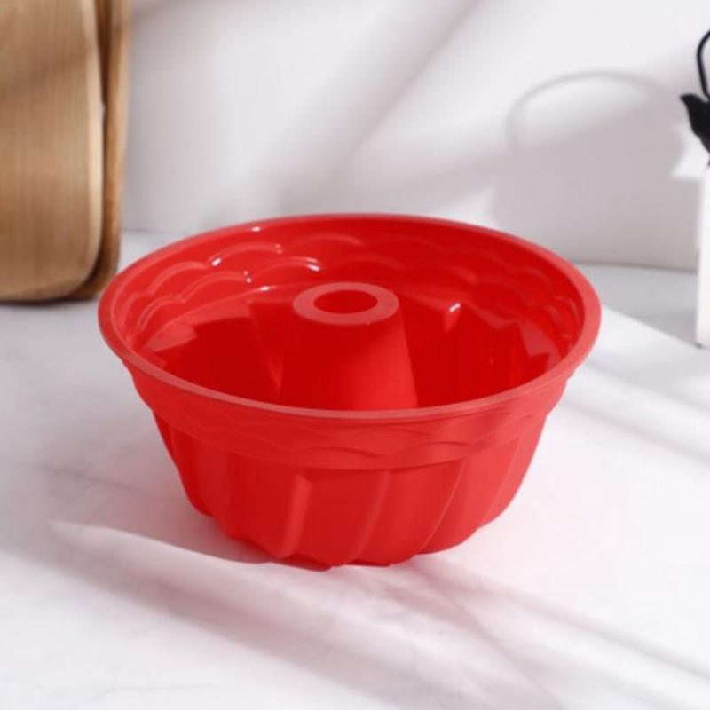 

Силиконовые формы для выпечки с антипригарным покрытием, формы для мороженого из шифона, желе и пудинга, красные и синие, большие полые круглые кухонные принадлежности, 9 дюймов