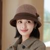 Imitation Wool Warm Bucket Hat Autumn and Winter Hat Women's Elegant British Wind Basin Hat Retro Bucket Hat