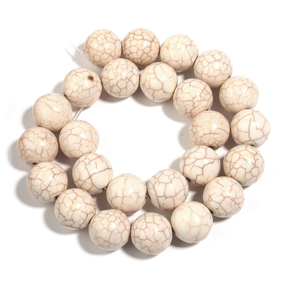 3-20mm White Turquoises Stone Beads Loose Spacer Gemstone Round Bead For Jewelry Making DIY Bracelet Necklace Beaded Accessories