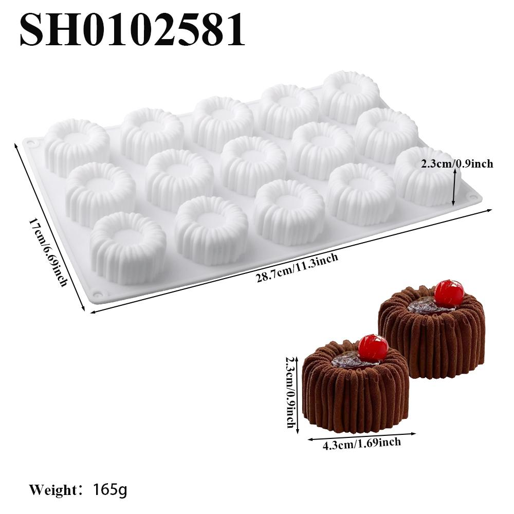 15-Cell Coil Pudding Cup Flower Shaped Concave Mold Stepped Heart-shaped Design Silicone Cake Mold Mousse Dessert Baking Tools