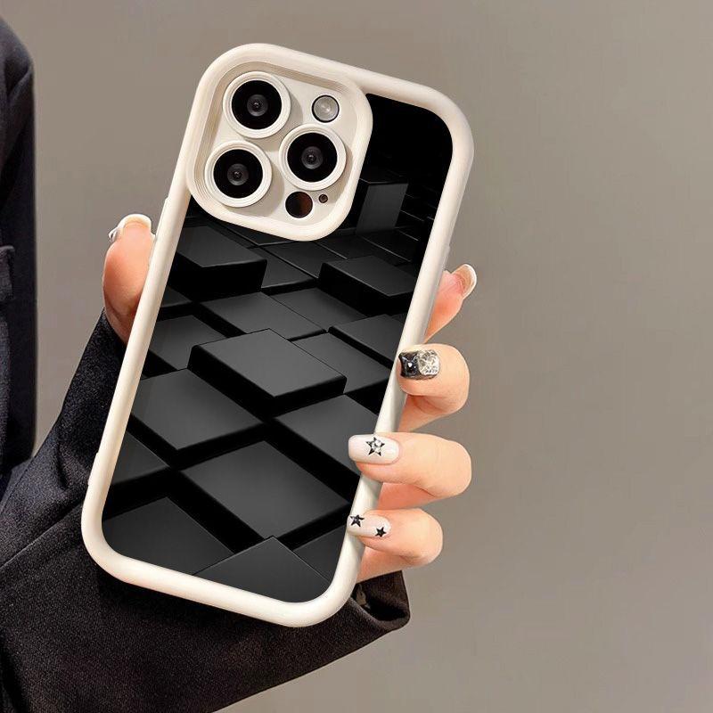 Rhombus square is suitable for iPhone17promax matte mobile phone case Apple 15 simple 14/13 large hole X