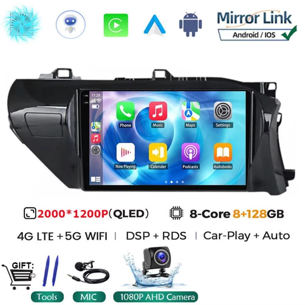 Android 14 Auto Carplay Für Toyota HILUX REVO VIGO IMV 2016 2017 2018 2019 2020 Autoradio Multimedia GPS Player Stereo KEIN DVD