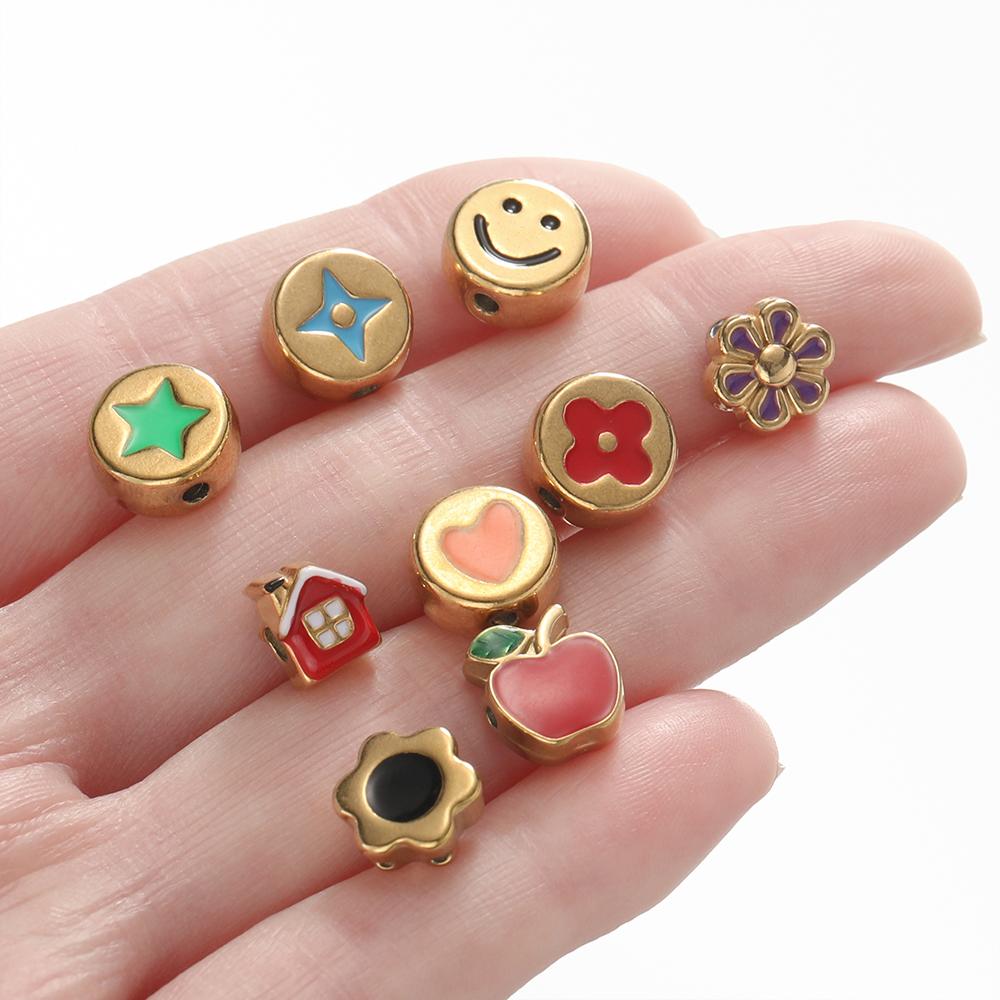 2Pcs/Pack Multicolor Various Shape Stainless Steel Spacer Beads For Handmade DIY Jewelry Making Bracelet Necklace Accessories