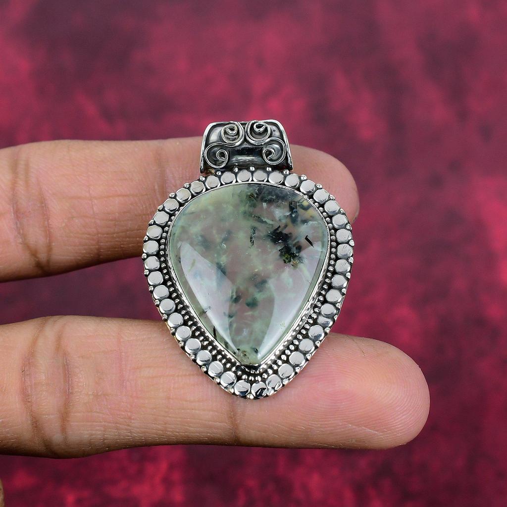 Prehnite Jewelry, 925 Solid Sterling Silver Pendant Handmade Gemstone Jewelry, Gifts For Wife Brand New Pendant