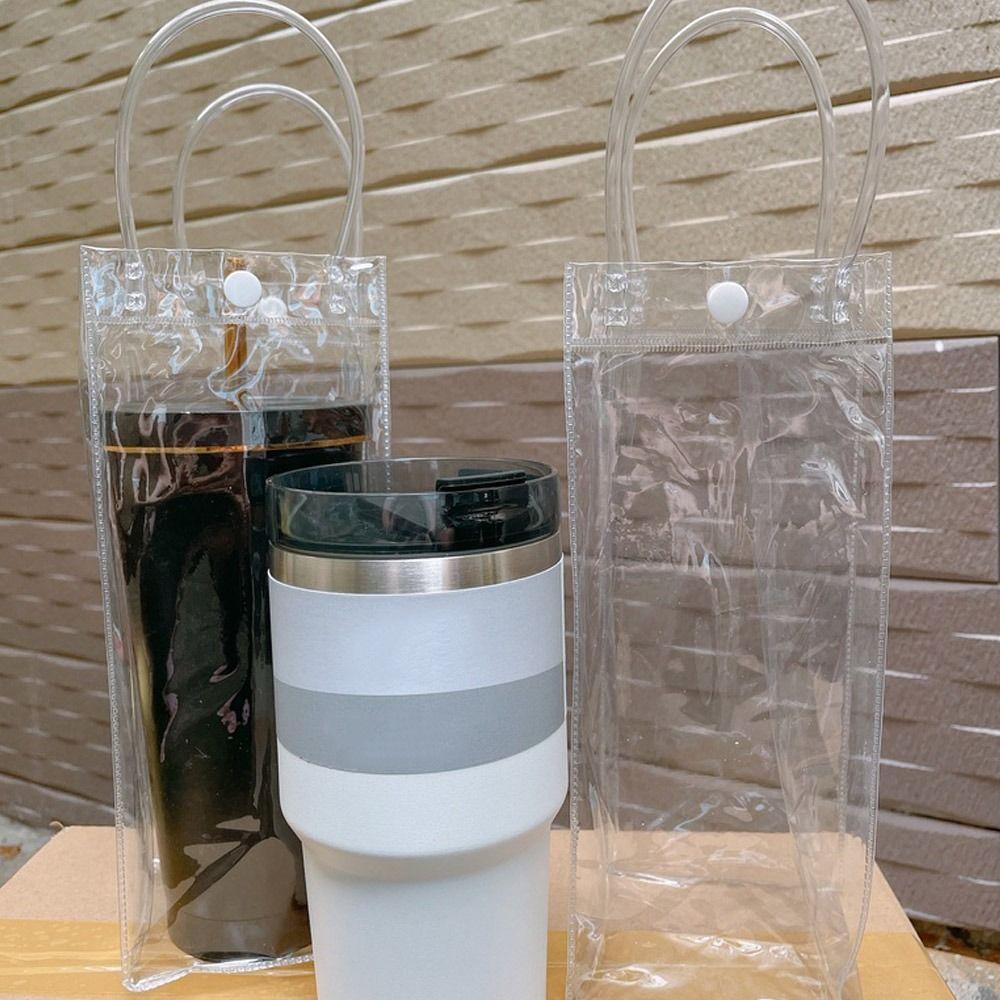 3Pcs Clear Cups Bottle Cover With Convenient Handle PVC Bottle Bag Transparent Bag  Themos Bottle