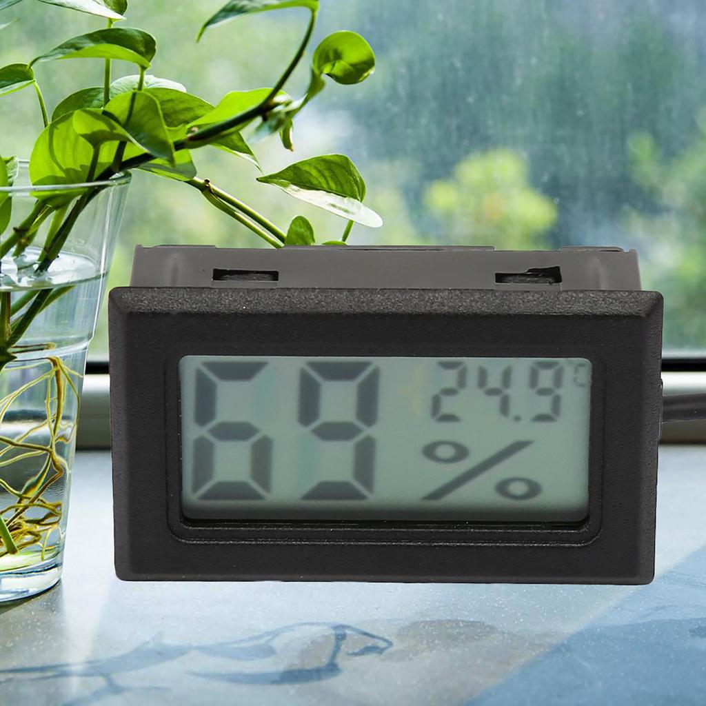 Kwadratowy Cyfrowy Termometr Higrometr Temperatury i Wilgotności z Sondą Przewód 1,5 m(czarny)
