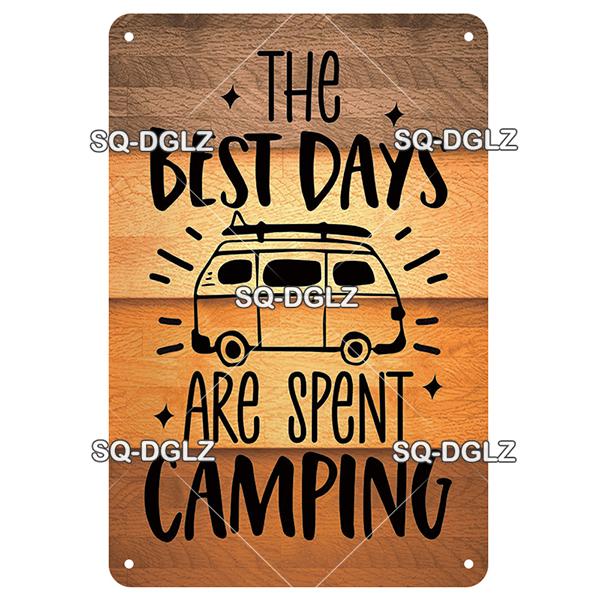 SQ-DGLZ Vintage Camping Rules Relax Metal Sign Plate Tin Sign Plate Home Bar Door Wall Decor Sticker Decoration Plaque Poster