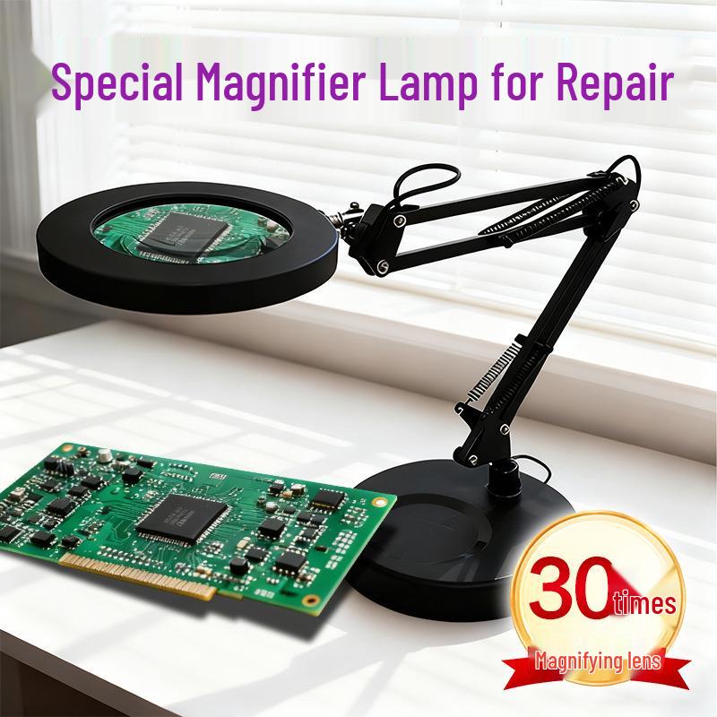LED Long Arm Desk Lamp with Magnifying Glass – Cross-Border Eye Protection for Reading, Learning, Welding, and Repairs