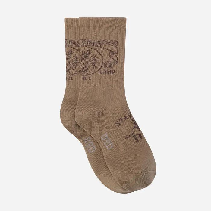 Vintage Graphic Crew Socks (TAN)