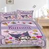 3pcs Kuromi's Sweet Adventure Printed Quilt Set Soft and Comfortable Quilt Cover for Bedroom, Guest Room Bedding Set  S056