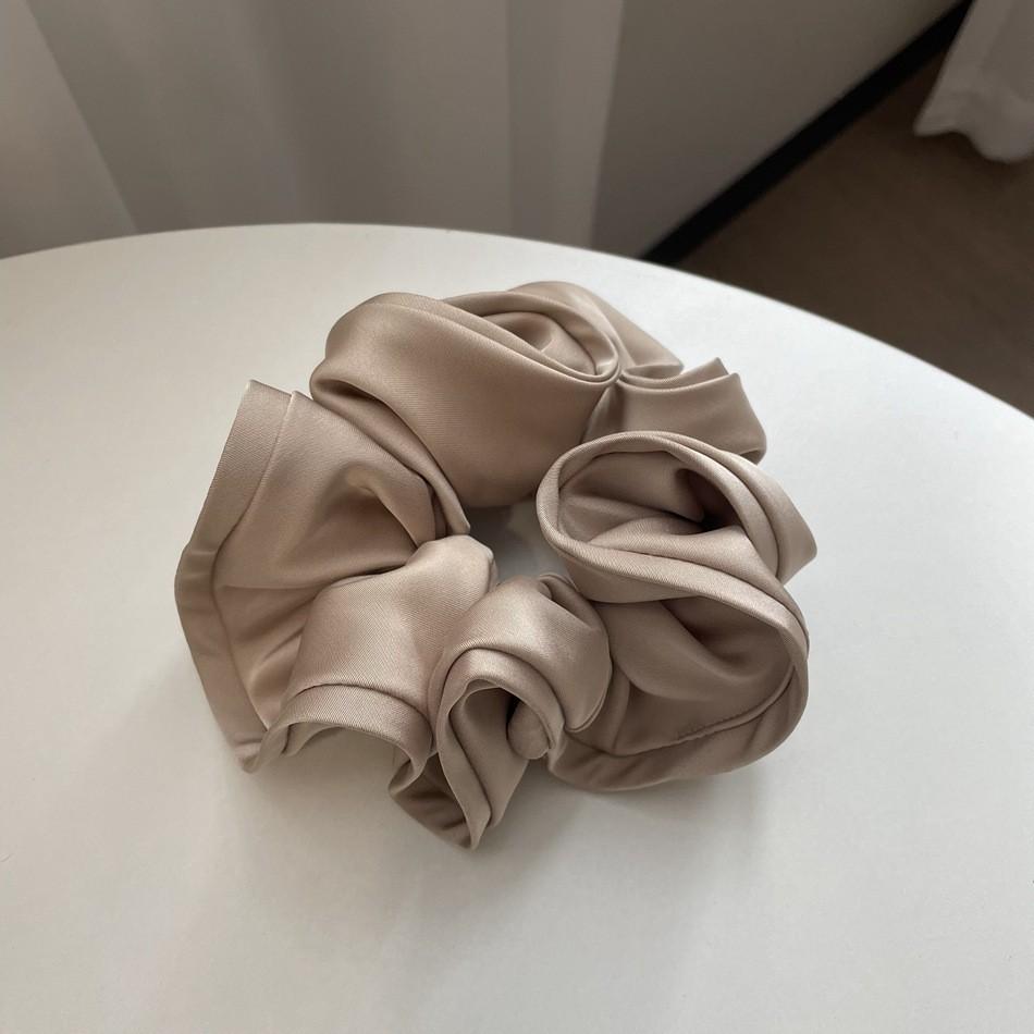 Satin Fungus Edge Hair Ring Female High-end Solid Color Scrunchie High Elastic Hair Accessories