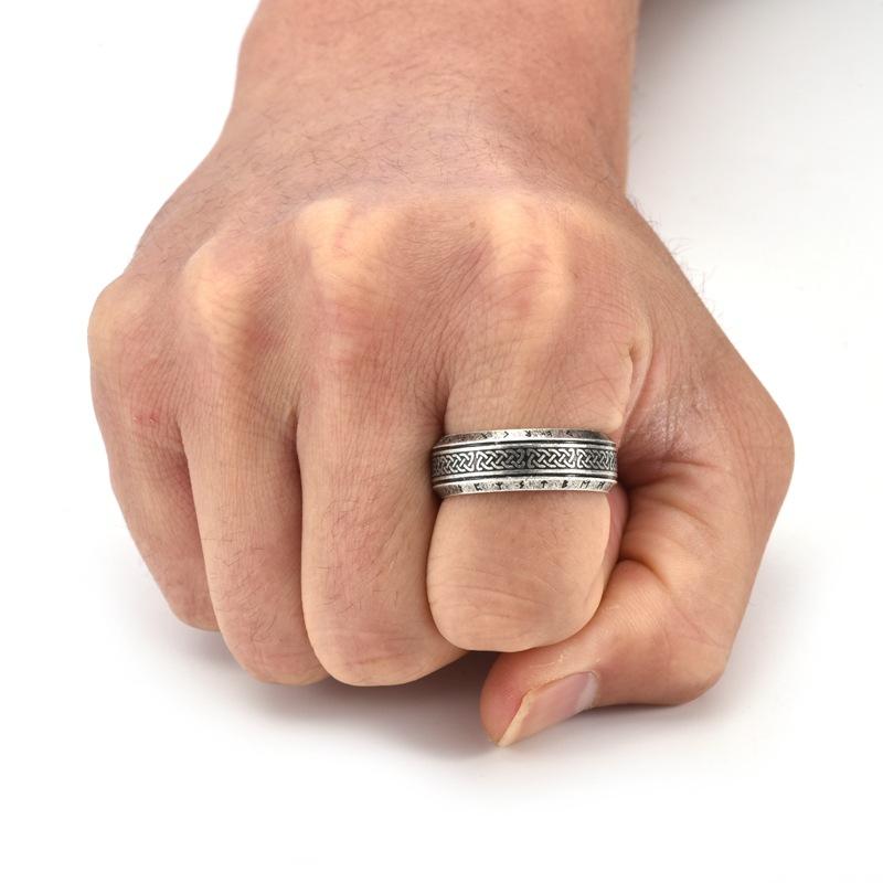 YILUOCD Stainless Steel Viking Runes Ring for Men Women Vintage Nordic Celtic Knot Rings Odin Letter Amulet Jewelry Wholesale
