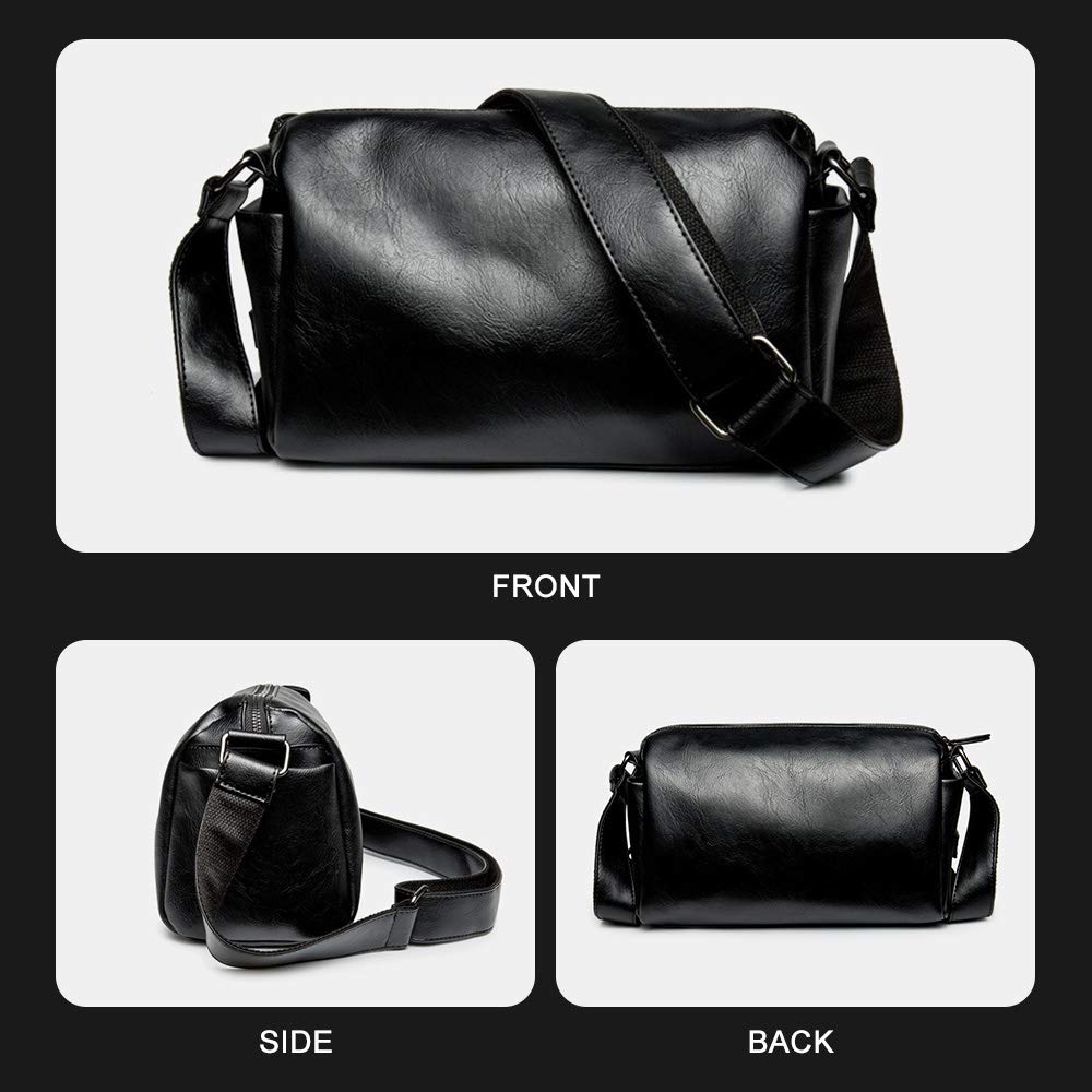 Mini Shoulder Horizontal Shoulder Mini Popular Small Messenger Crossbody Commuting Cycling Black [Whatna] Bag, Type, Men's Pouch, Pouch, Leather,