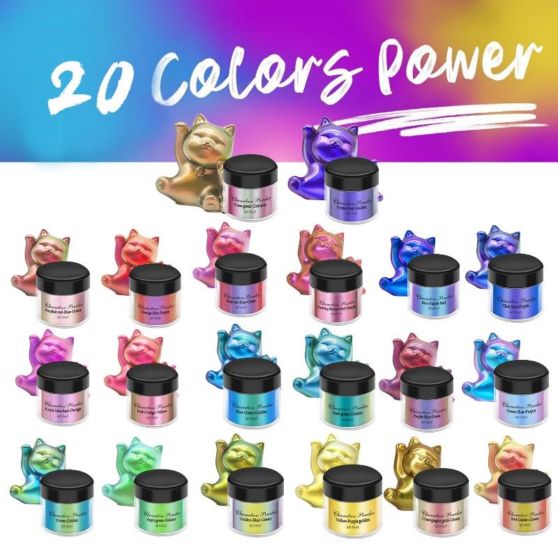 20Colors 3g Chameleon Mica Powder Color Shift Pigment Powder for Epoxy Resin Painting Soap Making Bath Bombs Candle Making Slime