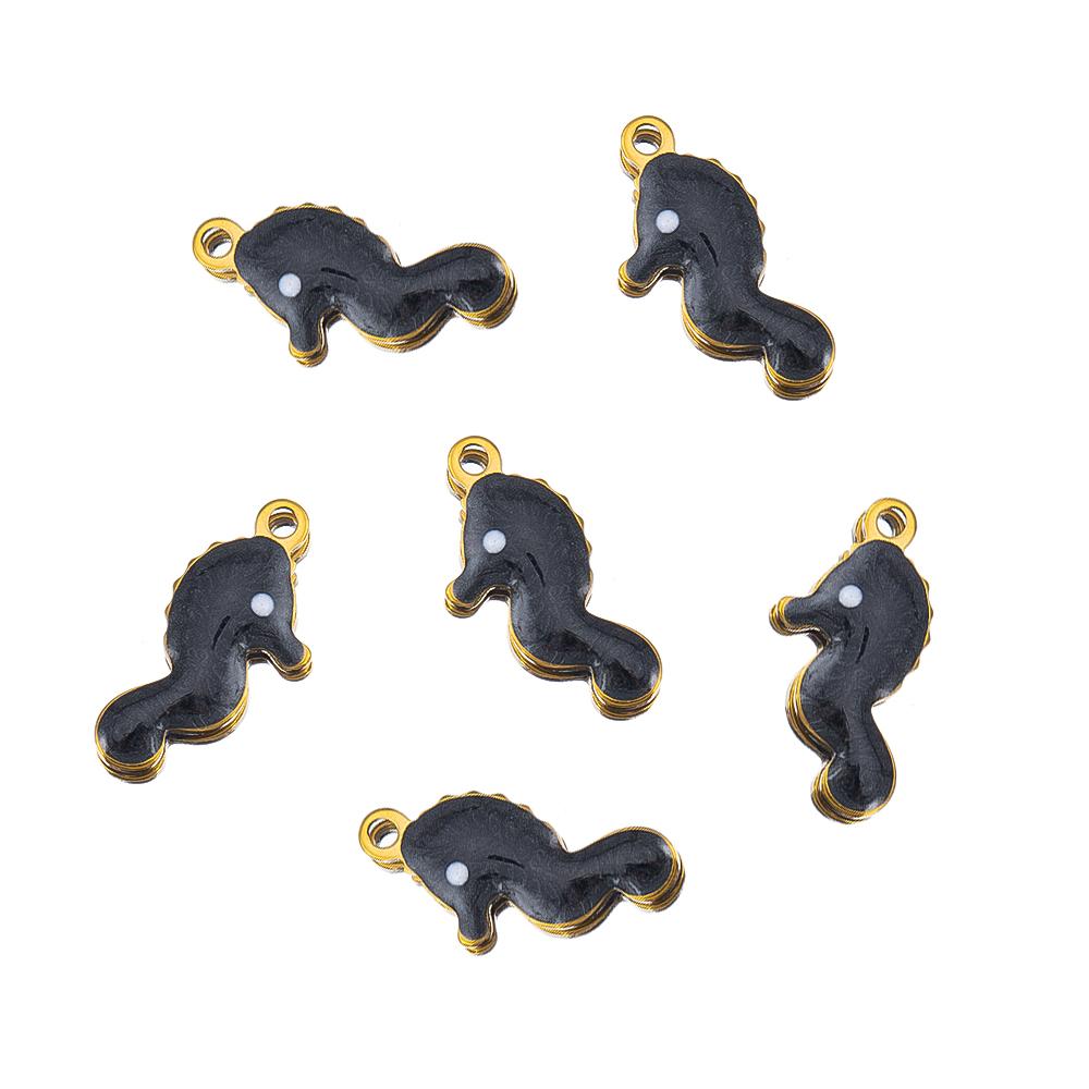 10pcs Stainless Steel Enamel Octopus Seahorse Dolphin Crab Clown fish Charm Bracelet Earring Pendant Base for DIY Jewelry Making
