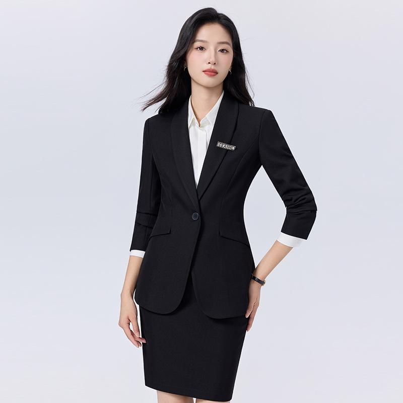 Women's Blue Suit Set for College Students: Spring/Autumn Interview & Professional Wear