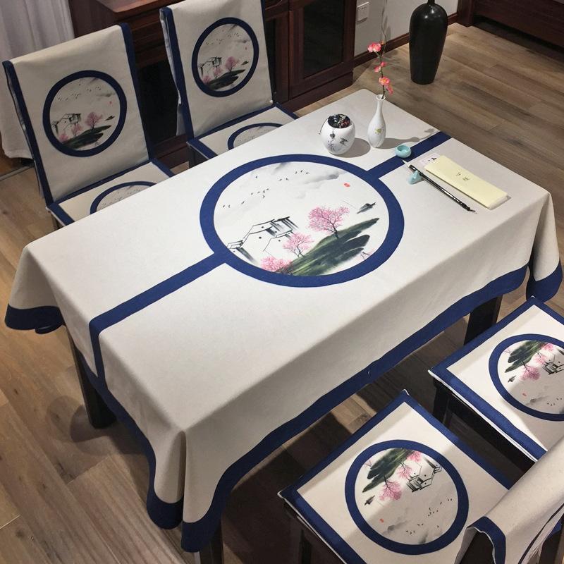 Față de masă modernă, simplă, floare de prun, decorare pentru petreceri de vacanță, husă de masă lavabilă pentru decorare, decor bucătărie, sufragerie