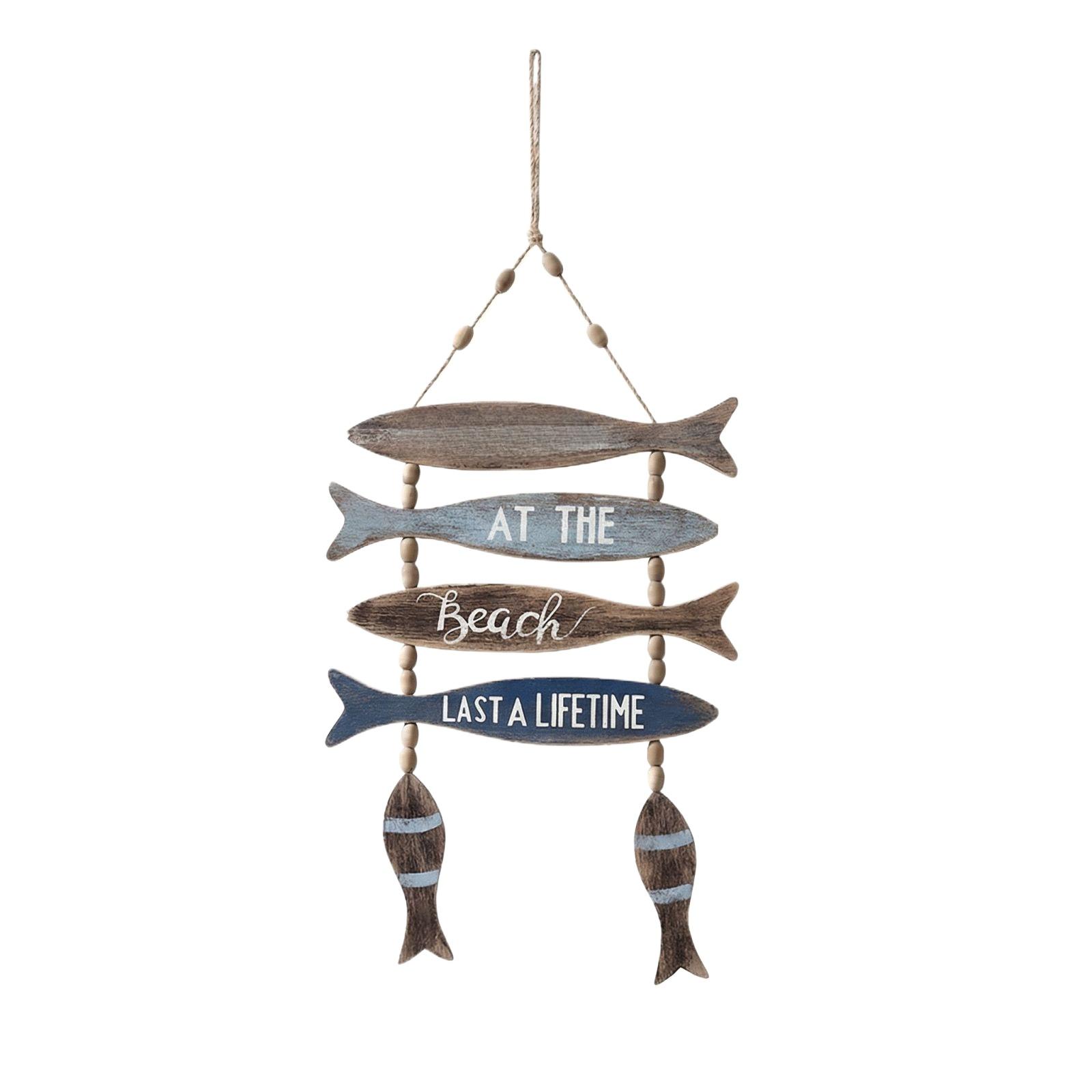 

Wooden Fish-shaped Welcome Sign, Nautical-themed Wall Decoration, Vintage Fish-shaped Hanging Ornament, Beach-themed Decoration. One Size
