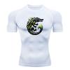 Men's Compression Fitness T-Shirt, Tribal Crocodile Flame Pr